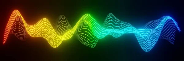 Abstract Technology Colorful Bright Neon Glowing Wave Audio Visualizer Background — 图库照片
