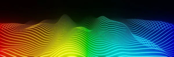Tecnologia Astratta Colorato Luminoso Neon Incandescente Onda Audio Visualizzatore Sfondo — Foto Stock
