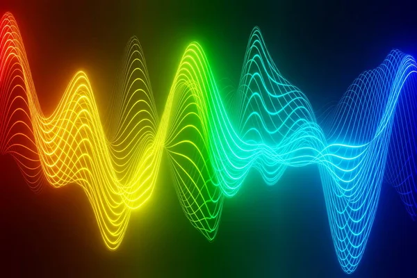 Abstract Technology Colorful Bright Neon Glowing Wave Audio Visualizer Background — стоковое фото