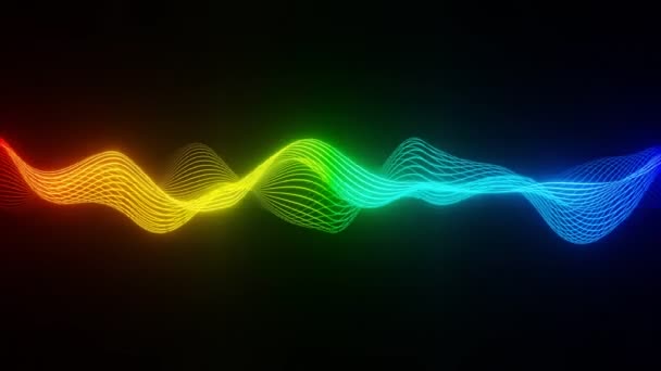 Absztrakt Technológia Színes Fényes Neon Izzó Hullám Audio Visualizer Háttér — Stock videók