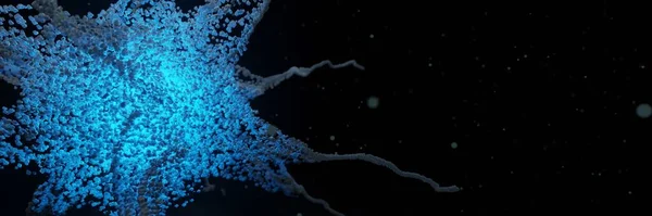 サイバーパンクエイリアンエネルギーウイルス光る粒子パノラマ背景3Dレンダリング — ストック写真