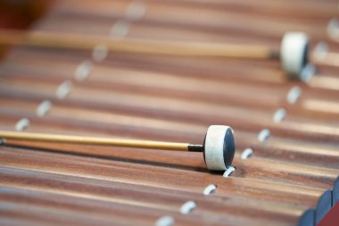 Tayland 'ın eski müzik enstrümanını kapat Klasik ahşap ksilofon