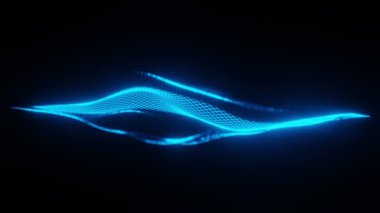 Fütüristik dijital parıldayan dalga hattı parçacık teknolojisi HUD arkaplan 3D görüntüleme