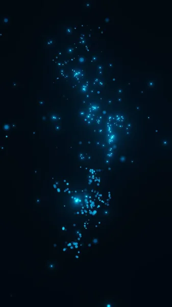 Abstract Blue Glowing Particles Blurred Dark Vertical Background Rendering — Stok fotoğraf