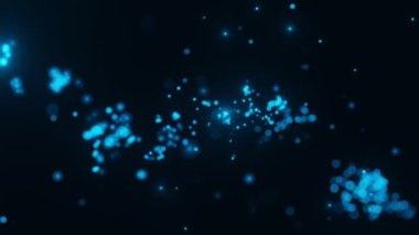 abstract Blue glowing particles blurred on dark background 3D rendering