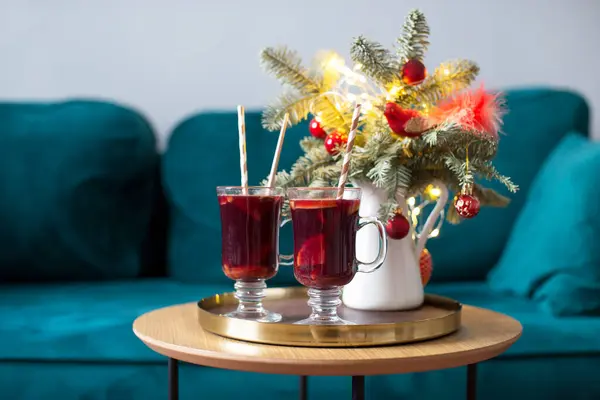 Christmas Decor Mulled Wine Two — Stock Photo, Image