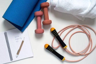 equipment for sports on a white background top view