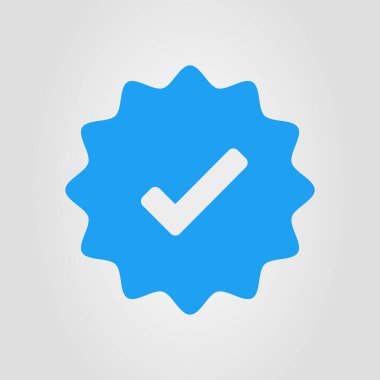 Mavi doğrulanmış hesap simgesi. Onaylanmış profil işareti. Yuvarlak köşeli yıldız. Baş sayfa logosu. İşaretle. Ağ içinde güvenlikçi. Vektör illüstrasyonu.