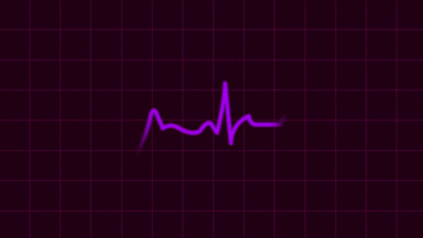 Hartslag Cardiogram Ekg Ecg Met Bewegende Hartlijn Donker Paarse Hartslag — Stockvideo