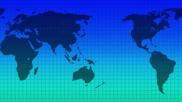 Mapa Świata Tło Składające Się Litego Zielonego Niebieskiego Gradientu — Wideo stockowe