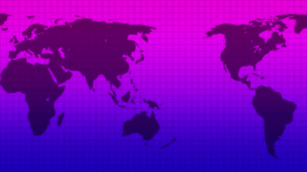 World Map Background Consisting Solid Pink Blue Gradient — Stock Video