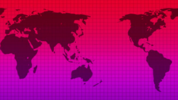 World Map Background Consisting Solid Pink Light Red Gradient — Video