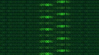 Solid Green 'den oluşan Ekranda Rakamlarla İkili Kodlar Arkaplanı