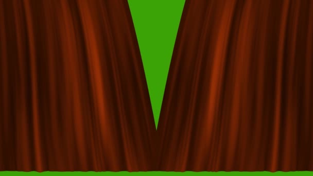 Curtain Background Beautiful Dark Brown Waving Curtains Opening Green Screen — Stock Video