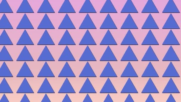Driehoek Patroon Achtergrond Licht Blauwe Golvende Driehoek Massief Roze Scherm — Stockvideo
