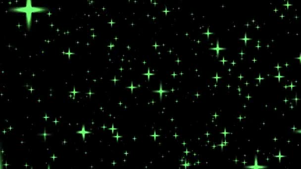 Night Stars Background Star Green Color — Stock Video