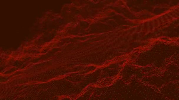 Abstrato Onda Partículas Digitais Vermelhas Luzes Fundo Cibernética Partículas Digitais — Vídeo de Stock