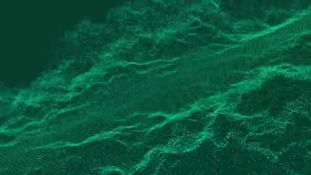 Abstraktní Smaragdová Digitální Částicová Vlna Světelné Pozadí Digitální Částice Kybernetické — Stock video