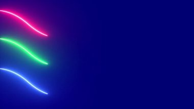 Dalga Neon Işıkları Mavi Renkli Arkaplan
