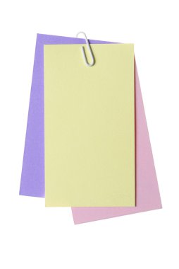 Kağıt notları ile üzerine beyaz izole klip