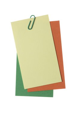 Kağıt notları ile üzerine beyaz izole klip