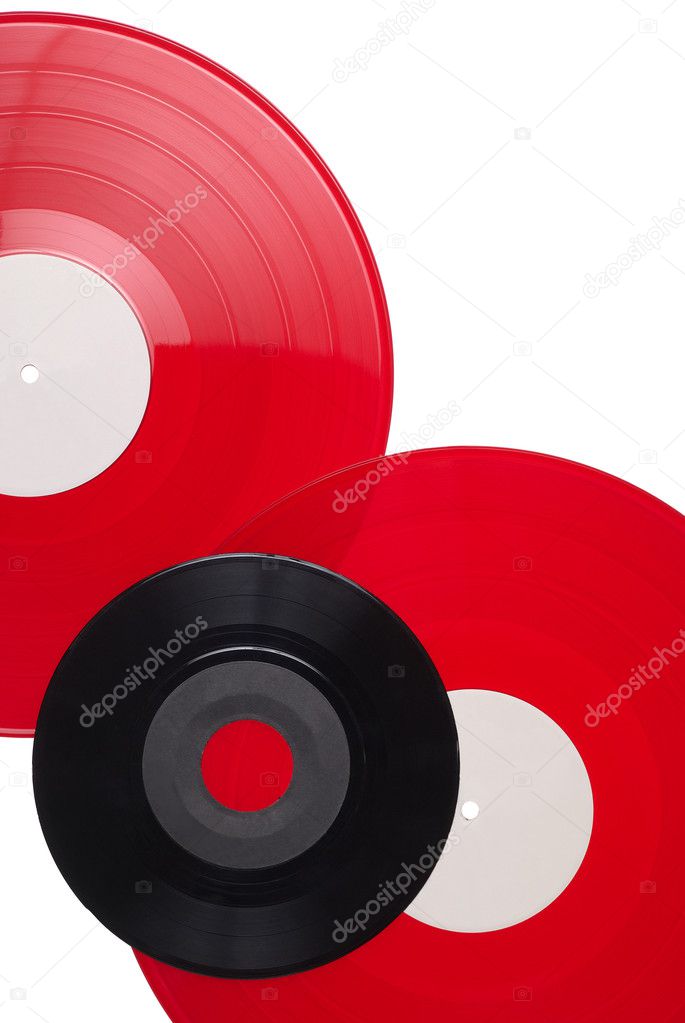 Vinyl records isolated on white