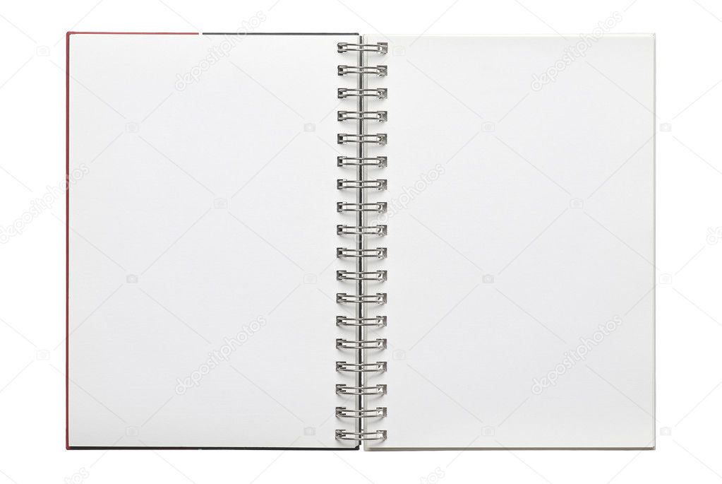 Open notebook isolated on white
