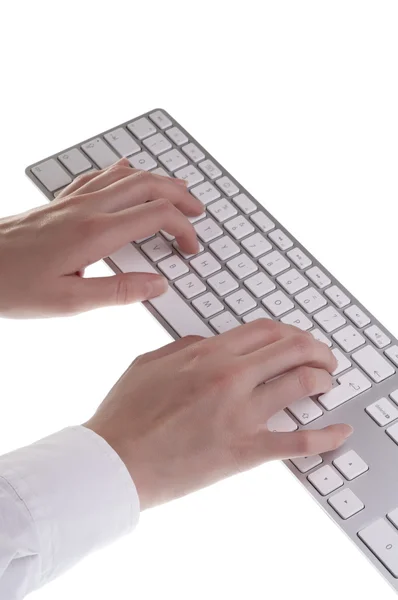 Жінка, що друкує на клавіатурі — стокове фото