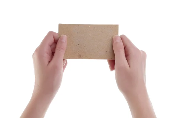 kadınların elleri boş kartı tutan