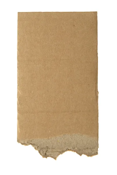 Pedaço de papelão rasgado isolado em branco — Fotografia de Stock
