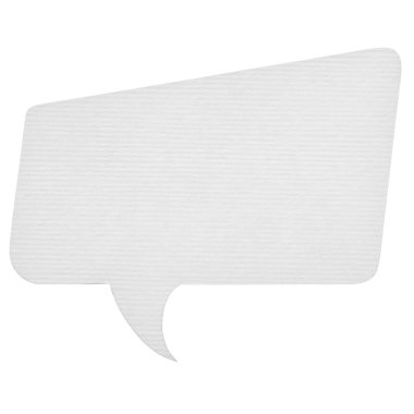 Kağıt konuşma balonu üzerinde beyaz izole