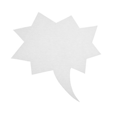 Kağıt konuşma balonu üzerinde beyaz izole