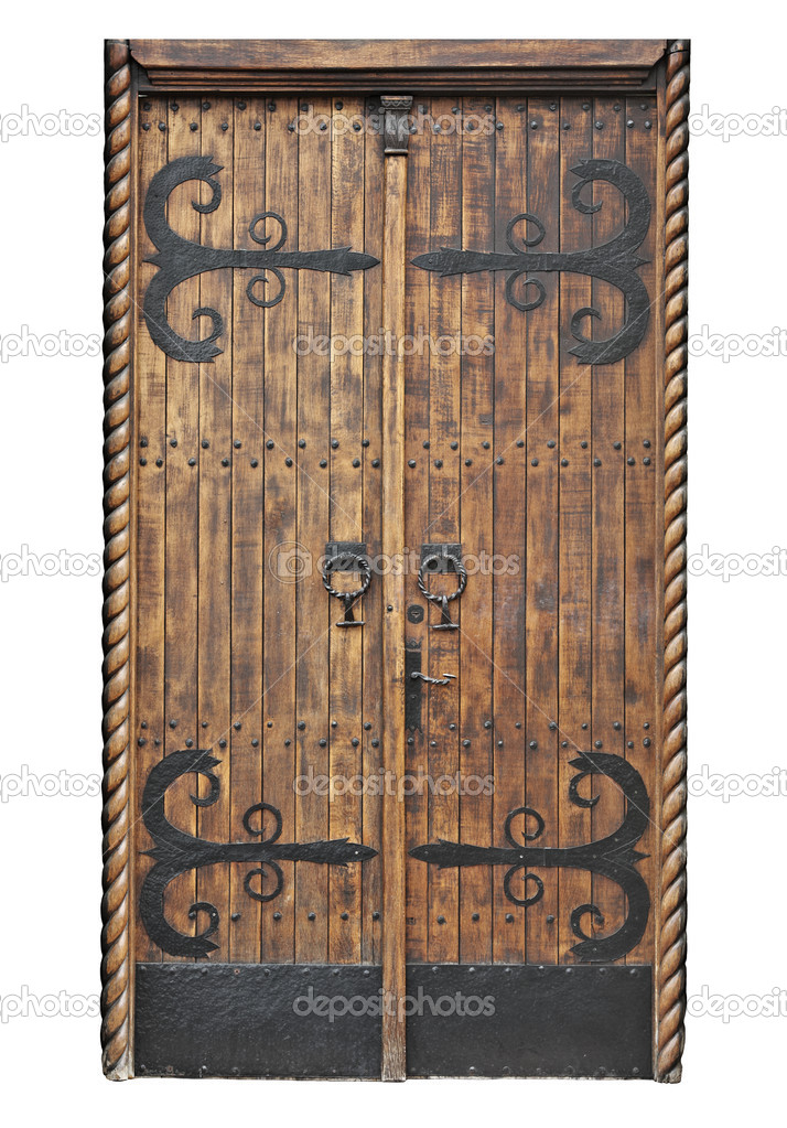 Old door isolated on white