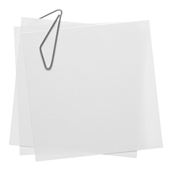 Paper notes with clip isolated on white — Stock Photo, Image