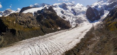 İsviçre, Engadine, Morteratsch Buzulu, hava manzarası (Eylül 2019)