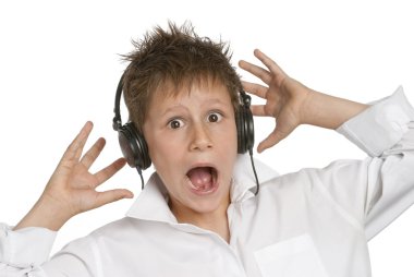 Boy with Headphones clipart