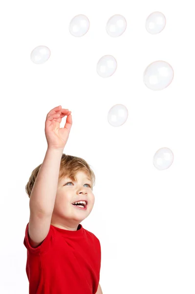 Cute Boy playing Bubbles — Stock Photo, Image