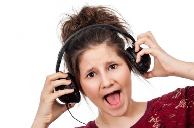 Teenage Girl with Headphones. clipart
