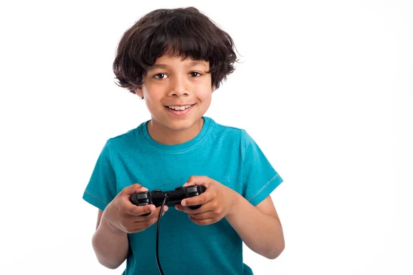 Cute Mixed Race Gamer. — Stock Photo, Image