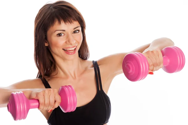 Fit Girl Training with Weights. — Stock Photo, Image
