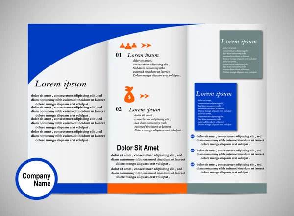 Brochure Tri fold Bleu — Image vectorielle