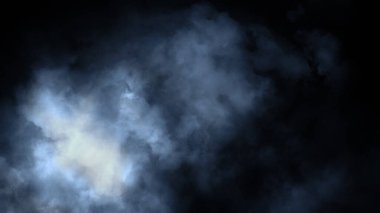 İzole edilmiş siyah arkaplanda sis ve sis etkisi. Mavi duman dokusu.