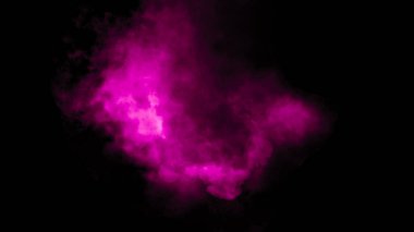 İzole edilmiş siyah arkaplanda sis ve sis etkisi. Mor Duman dokusu.
