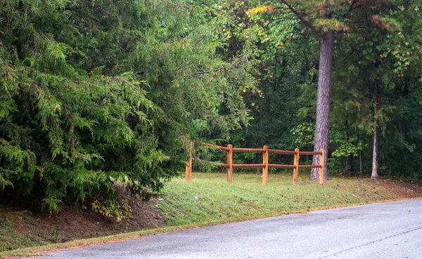 Smooth Look Wooden Rail Fence Eye Catching Pretty Way Mark — Stok fotoğraf