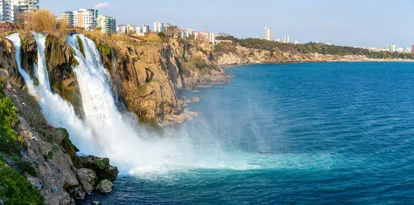 Turkiet Antalya Duden Vattenfall Platsen Där Vattenfallet Rinner Havet Vattenfallet — Stockfoto