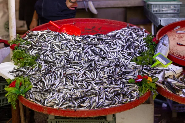 Anchovy fish sold in the market place