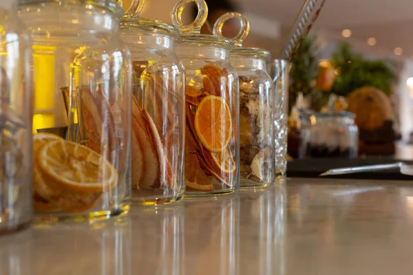 Dried Fruits Used Make Cocktails Bar — стоковое фото