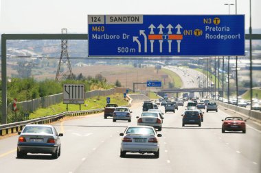 Johannesburg, South Africa - 04 11 2012 : Marlboro Drive road signs and vehicles.