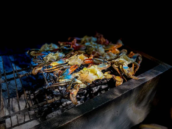 Blauwe Krab Gekookt Grill — Stockfoto