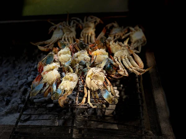 Blauwe Krab Gekookt Grill — Stockfoto